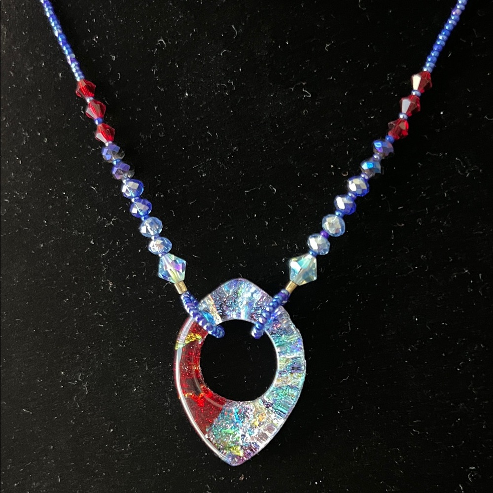 Vintage Southwestern Sterling Silver 16” Crystal Pendant Necklace